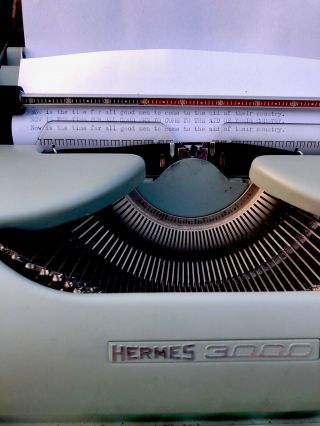 Vintage 1960 ' s Hermes 3000 Seafoam Green Portable Typewriter Case Swiss 3