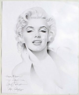 Vintage 1989 Marilyn Monroe Signed Autographed By Gary Saderup Sketch Poster