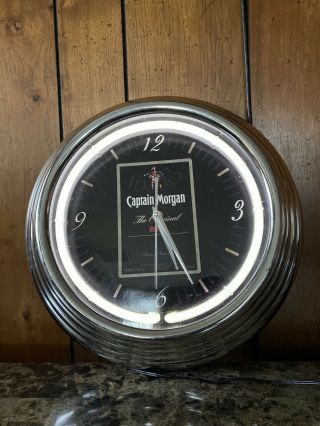 Vintage Captain Morgan Neon Wall Clock 15 " Bright