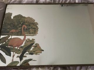 Vintage Mid - Century Flamingos Picture By Turner Wall Mantle Mirror