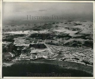 1945 Press Photo Aerial View Of United States Military Bases In Guam After Wwii