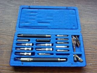 Vintage Riefler M 1 Mechanical Dip Pen Set Germany In Case Brause Nibs Grafica
