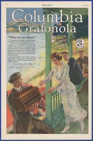 Vintage 1920 Columbia Grafonola Phonograph Ephemera Art Decor Print Ad 1920 