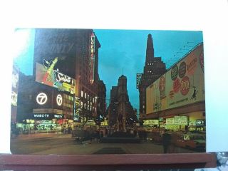 Vtg Postcard.  Times Square York City.  Wabc - Tv,  Diary Of A Madman,  Scripto