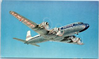 Postcard United Airlines Dc - 7 Mainliner