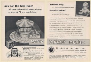1956 Red Raven Magic Mirror Movies Records Childhood Interests Inc 2 - Page Toy Ad