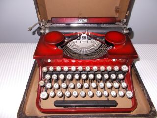 Red / Black Vintage 1930’s Royal Portable Typewriter Serial P302030 -