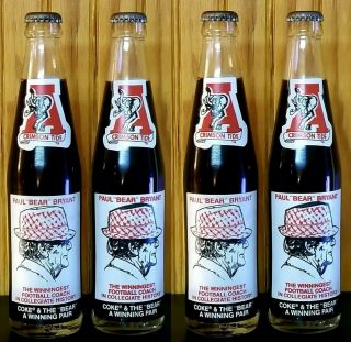 Best Deal Vintage Ncaa Alabama Coca - Cola Bear Bryant Coke Bottles (set Of 4)