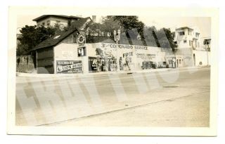 1930s Gilmore Oil Service Station Photo Red Lion Head Gas Gasoline Los Angeles