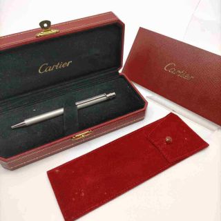 Cartier Ballpoint Pen Santos Grey Slate Color,  Paperwork And Bag