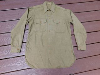 Wwii U.  S.  Army Enlisted Wool Shirt With Gas Flap Size 15x33