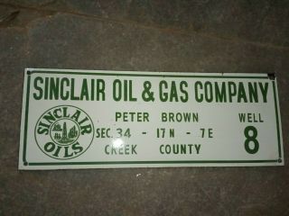 Porcelain Sinclair Oil & Gas Company Size 12 " X 4.  5 " Inches
