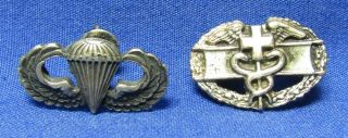 Wwii Army Cmb Combat Medic & Airborne Paratrooper Jump Wings Dress Size Badges