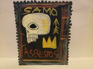 Rare Jean Michel Basquiat O/b Samo Asbestos W/ Crown Oil Painting Postcard Small