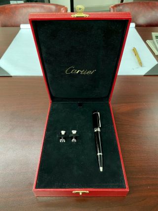 Cartier Sterling Silver Cufflinks & Ballpoint Pen Set 3