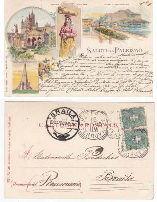Italia.  Romania.  1900 A Mailed Pc From Palermo To Braila