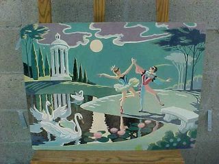 Vintage Paint By Number Ballet Ballerina Swan Lake 24 " X 18 " Colorful Mid Centu