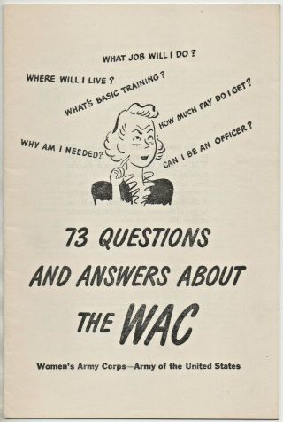Wwii " 73 Questions And Answers About The Wac " Recruiting Booklet 1943