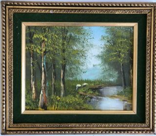 Vintage Oil Painting Post Impressionist Landscape Framed Signed Williams