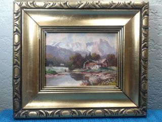 Stunning 1950s MINIATURE OIL PAINTING GERMANY LANDSCAPE,  FRAMED signed 3