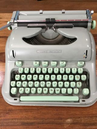 1960s Hermes 3000 Switzerland Typewriter Sea Foam Green Not