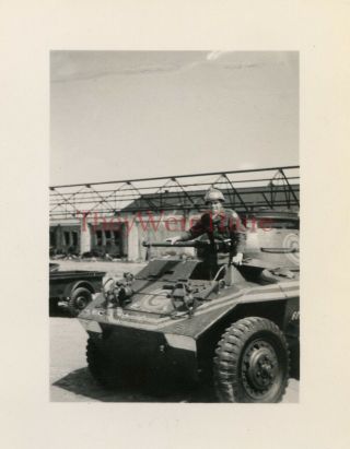 WWII photo - 1st Infantry Division - US GI w/ M8 GREYHOUND? Armored Car 