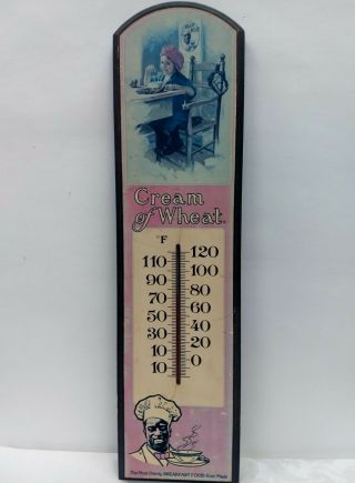Vintage Authentic George Nathan Wooden Cream Of Wheat Wall Thermometer Plaque