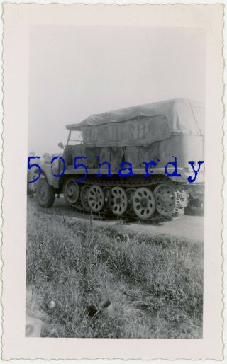 Wwii Us Gi Photo - Overall View Of Us Captured German Sd.  Kfz.  7 Prime Mover
