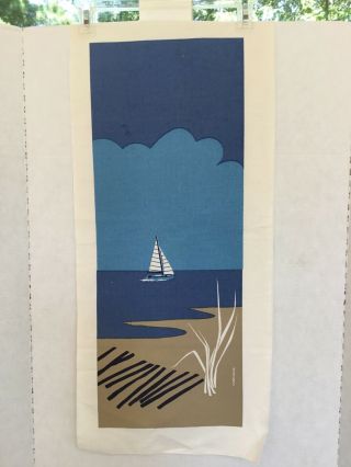 Marushka Art Screen Print Sailboat Canvas 10.  5 X 26.  75 Unframed Signed Mcm As - Is