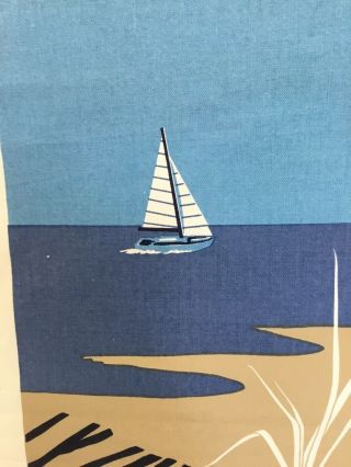 Marushka Art Screen Print Sailboat Canvas 10.  5 X 26.  75 Unframed Signed MCM As - is 3