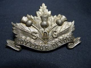 Stormont Dundas & Glengarry Highlanders Ww Ii Cap Badge M.  92 Sdg Glengarrians