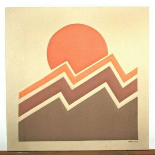 Mcm 1970s Ron Brejtfus Lightning Fabric Art 23.  75 " X 23.  75 "