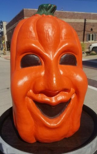 Vtg Htf Halloween Drainage 25 " Jolly Lighted Blow Mold Jack - O - Lantern Pumpkin
