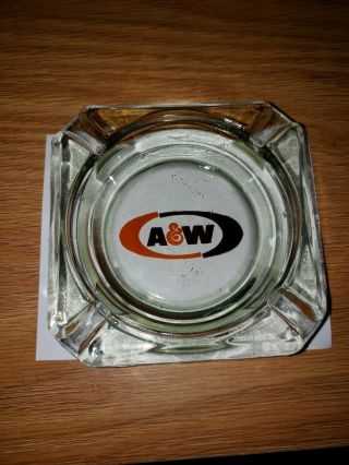 Vintage A & W Root Beer Glass Ashtray 1969 - 1972 3.  5 "