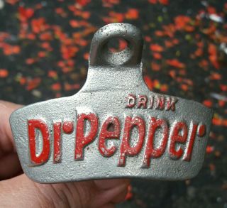 Vintage Dr.  Pepper Wall Mount Bottle Opener Starr X Brown Co Cast Iron