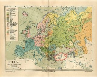 1887 Europe Peoples And Languages Turkey Russia France Germany Poland Antiquemap