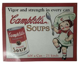 Metal Campbell’s Soup Sign “vigor And Strength In Every Can” Vintage