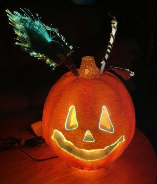 Halloween Jack O Lantern Electric Light Up Fiber Optic 9.  5 "