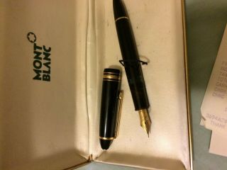 Mont Blanc 146 Meisterstuck Solitaire Sterling Silver Black Gold Fountain Pen