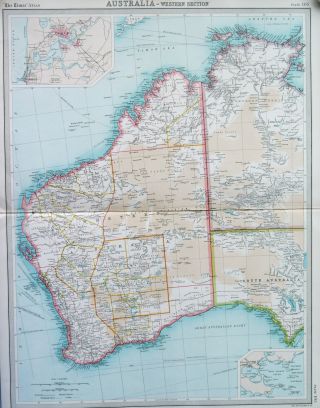 Map Of Australia Western Section Large 1922 Antique