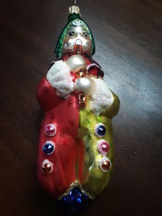 Radko 1996 Circus Clown Song Flute Hand Painted Glass Christmas Ornament