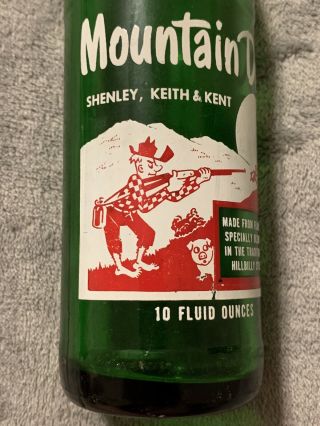 Vintage Hillbilly Mountain Dew 3 Names Soda Bottle “shenley,  Keith & Kent” 10oz