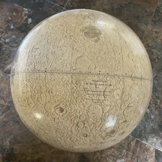 Vintage 60s Rand Mcnally 12” Lunar Globe Moon Mid Century Modern Missing Stand