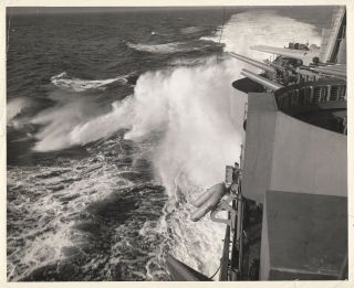World War Ll Us Navy Cruiser & Destroyer Firing At Targets (2 Photos) - 1943 & 44