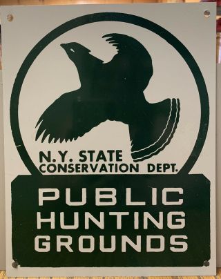 N.  Y.  State Conservation Dept.  Public Hunting Grounds Metal Sign 3
