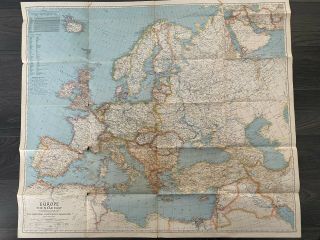 Very Large Vintage Map Of Europe & The Near East May 1940 (national Geographic)