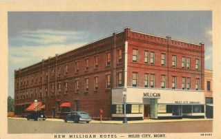 C1940s Milligan Hotel,  Miles City,  Montana Postcard
