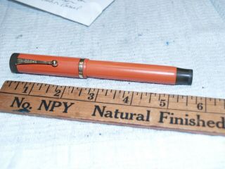 Parker Orange Hard Rubber Duofold Lucky Curve Large Fountain Pen (9778)