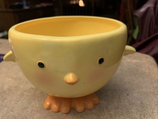 Hallmark Yellow Chick Footed Bowl Easter Candy Container Ceramic Bisque Bowl