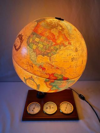 Scan Globe A/s Denmark 1980 12 " Illuminated Globe Lighted Up Weather Station